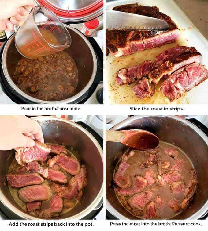 making the beef stroganoff