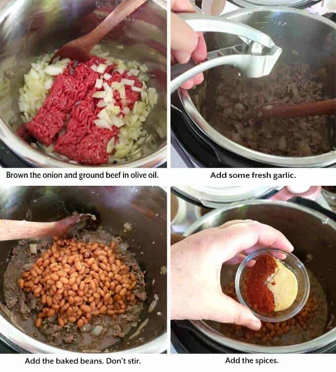 Instant Pot Hamburger Baked Beans process collage