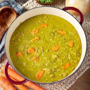 Split Pea Soup in a dutch oven from above
