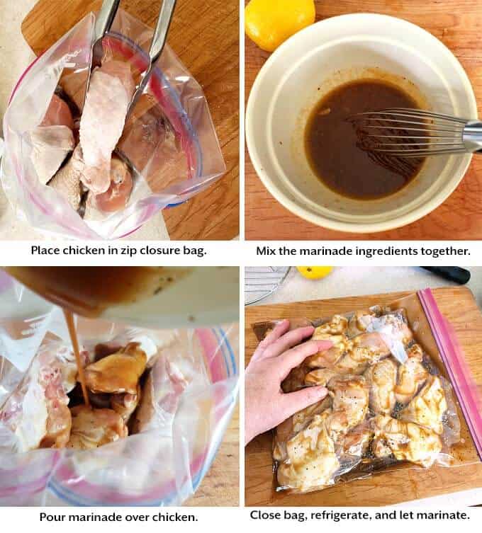 mix marinade, pour into bag with drumsticks