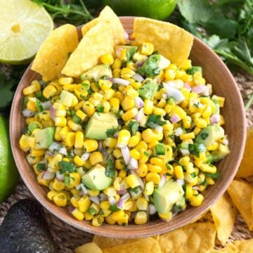Easy Corn Salsa in a bowl from above