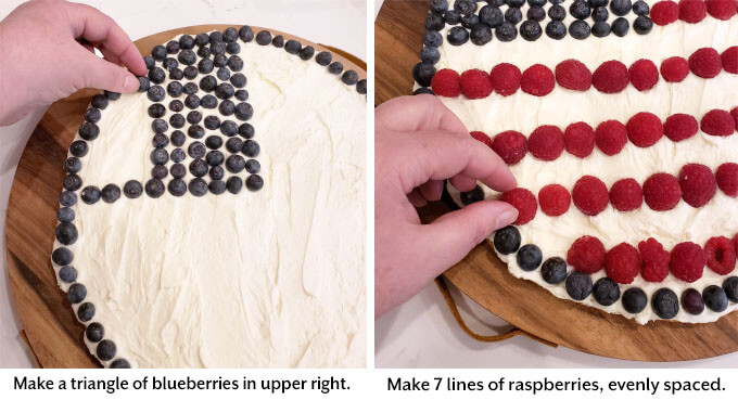 adding blueberries, adding raspberries