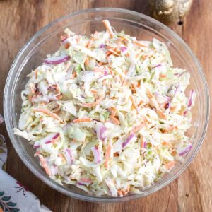 Easy Coleslaw Recipe in a glass bowl