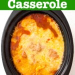 Slow Cooker Enchilada Casserole in a black crock-pot