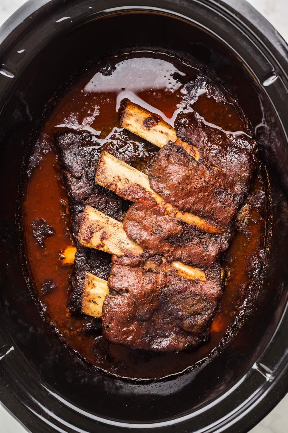 Slow Cooker Beef Ribs in crock