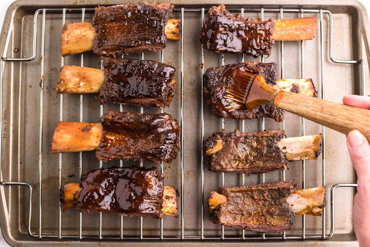 cooked Ribs on oven rack