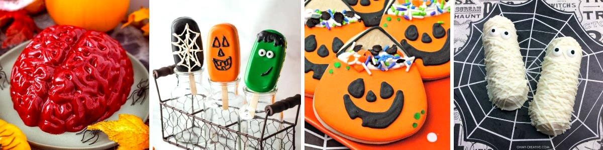 collage of 4 Spooky Halloween Treats images