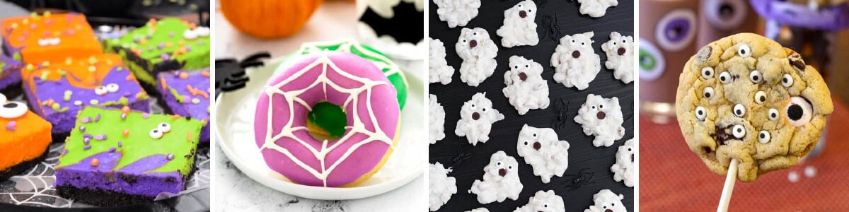 collage of 4 Spooky Halloween Treats images