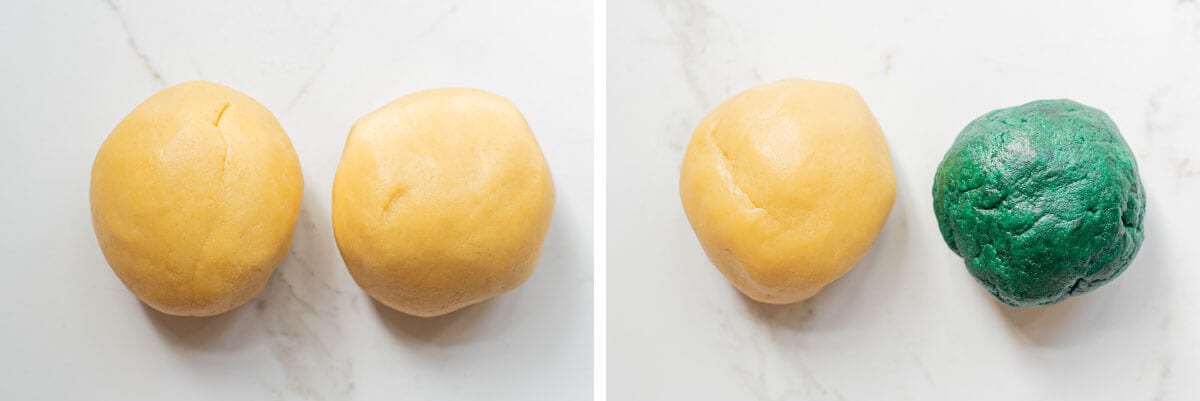 dough balls on white background