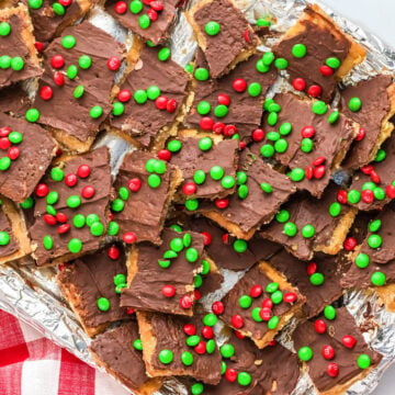 Christmas Cracker Toffee squares on a plate