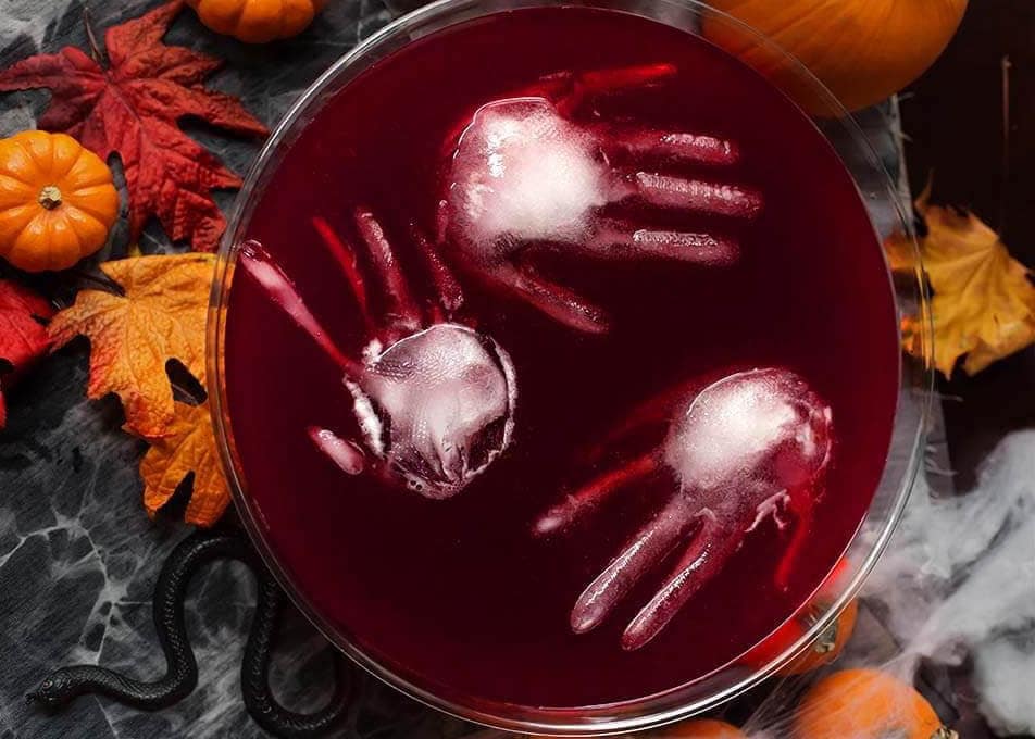 punch with ice hands in bowl