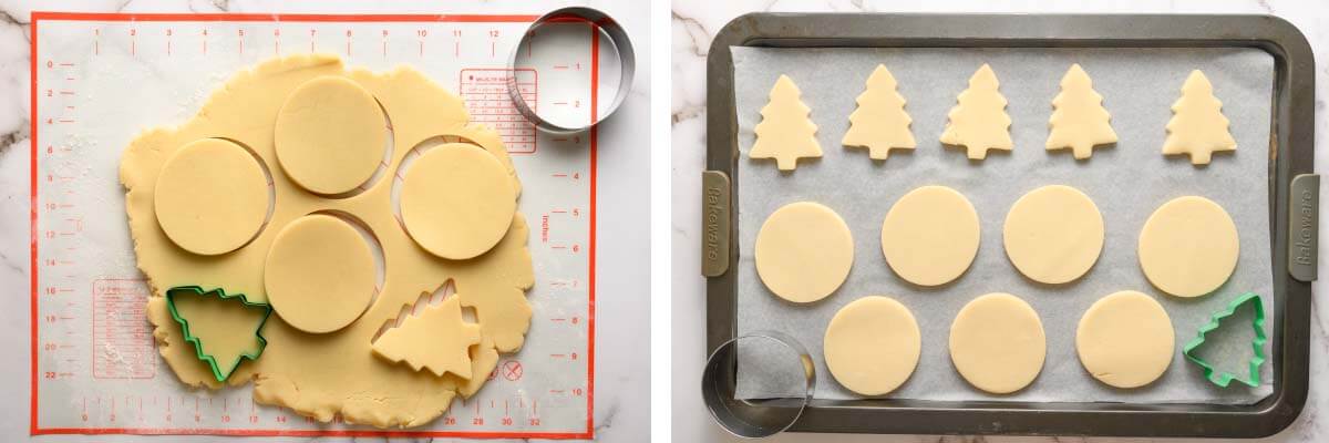 cutting out cookies, cut out cookies on pan