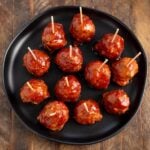 Cranberry Meatballs Appetizers on a plate