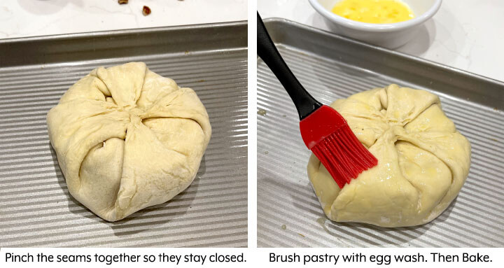 brushing pastry with egg wash