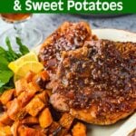 Maple Glazed Pork Chops and Sweet Potatoes on a platter