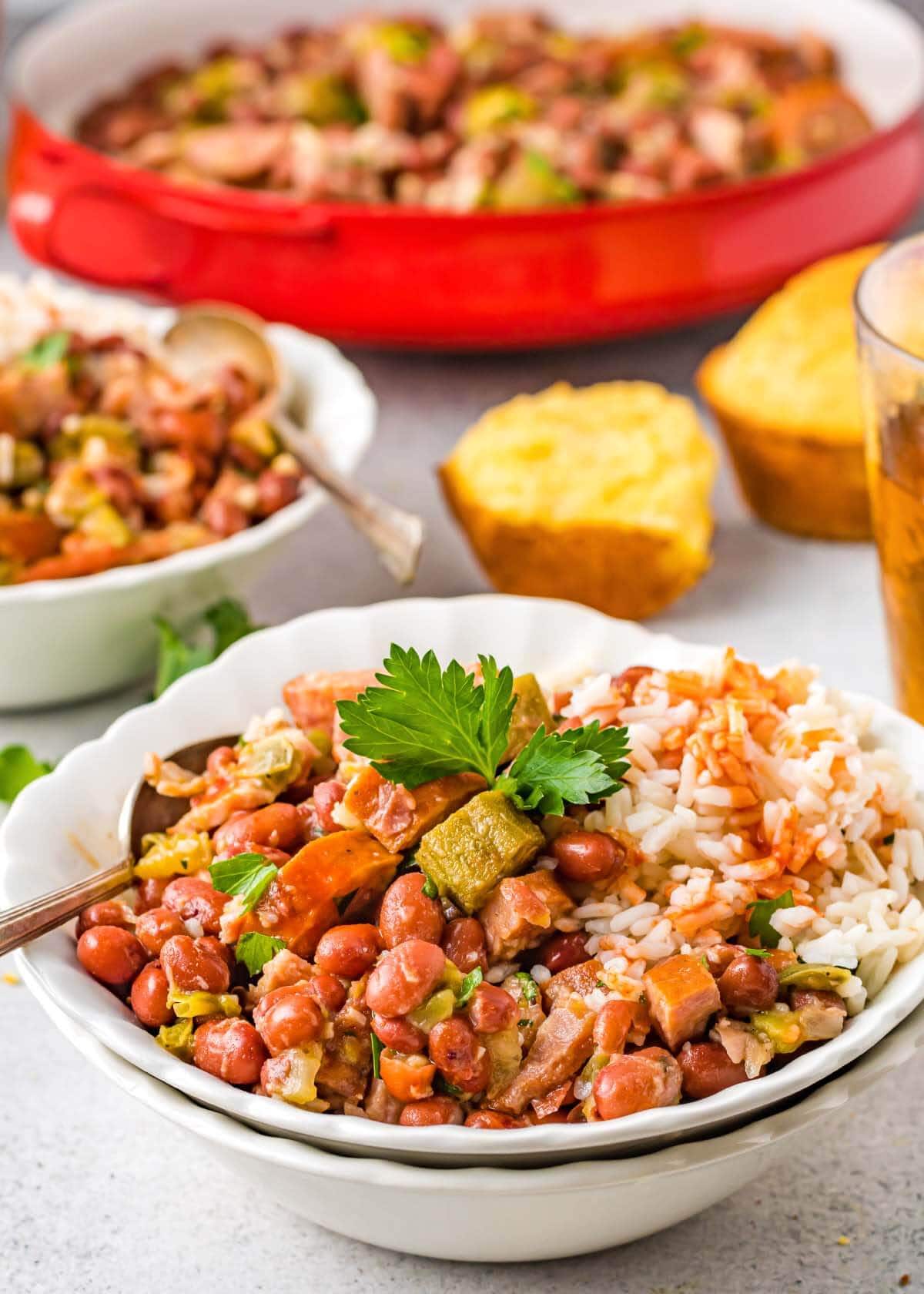 Red Beans and Rice in a white bowl