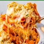 Chicken Parmesan Casserole with a spoonful