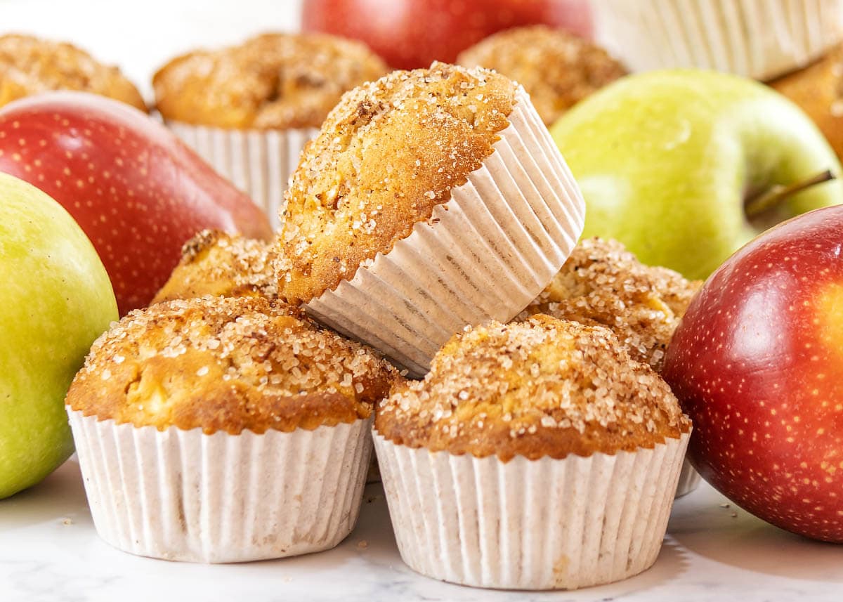 Cinnamon Apple Muffins in a pile