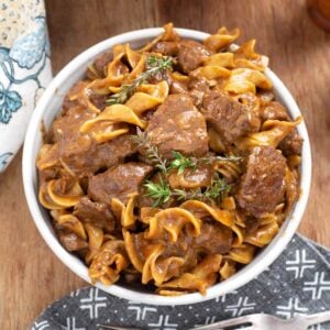 Beef and Noodles Recipe in a bowl