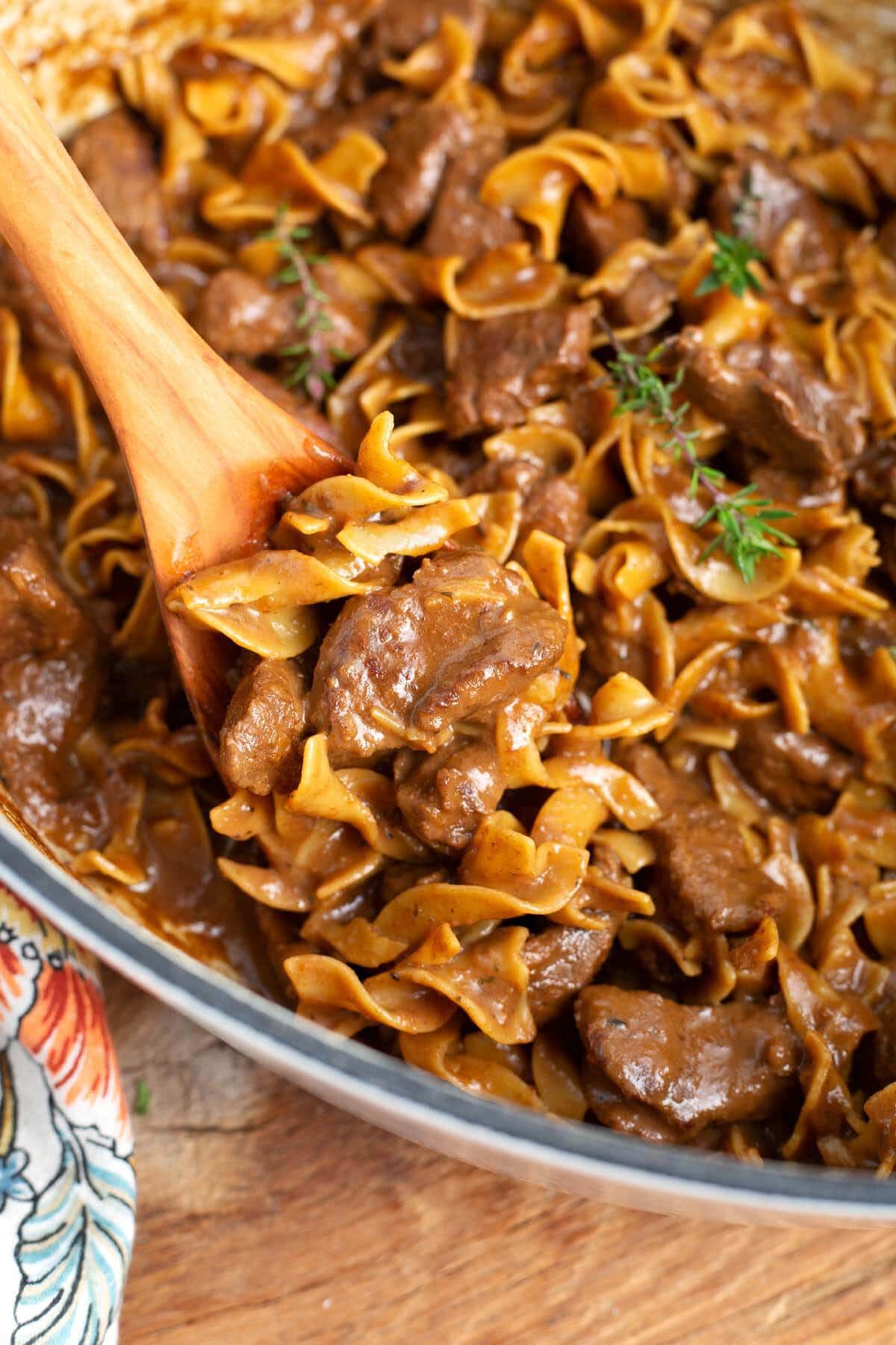Beef and Noodles Recipe in a pot