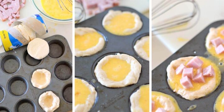 Cheesy Ham and Egg Biscuit Cups - Retro Recipe Box
