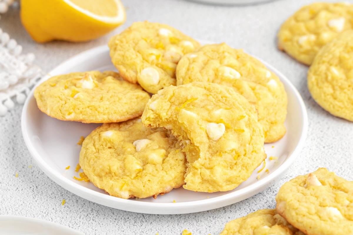 Lemon Pudding Cookies on a white plate