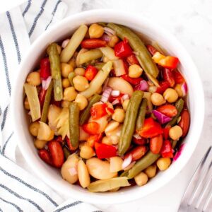 Mixed Bean Salad in a white bowl