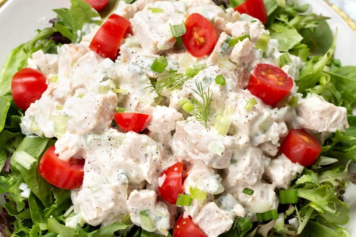 Easy Chicken Salad Recipe closeup.