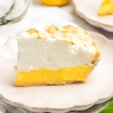 Lemon Meringue Pie slice on a plate.