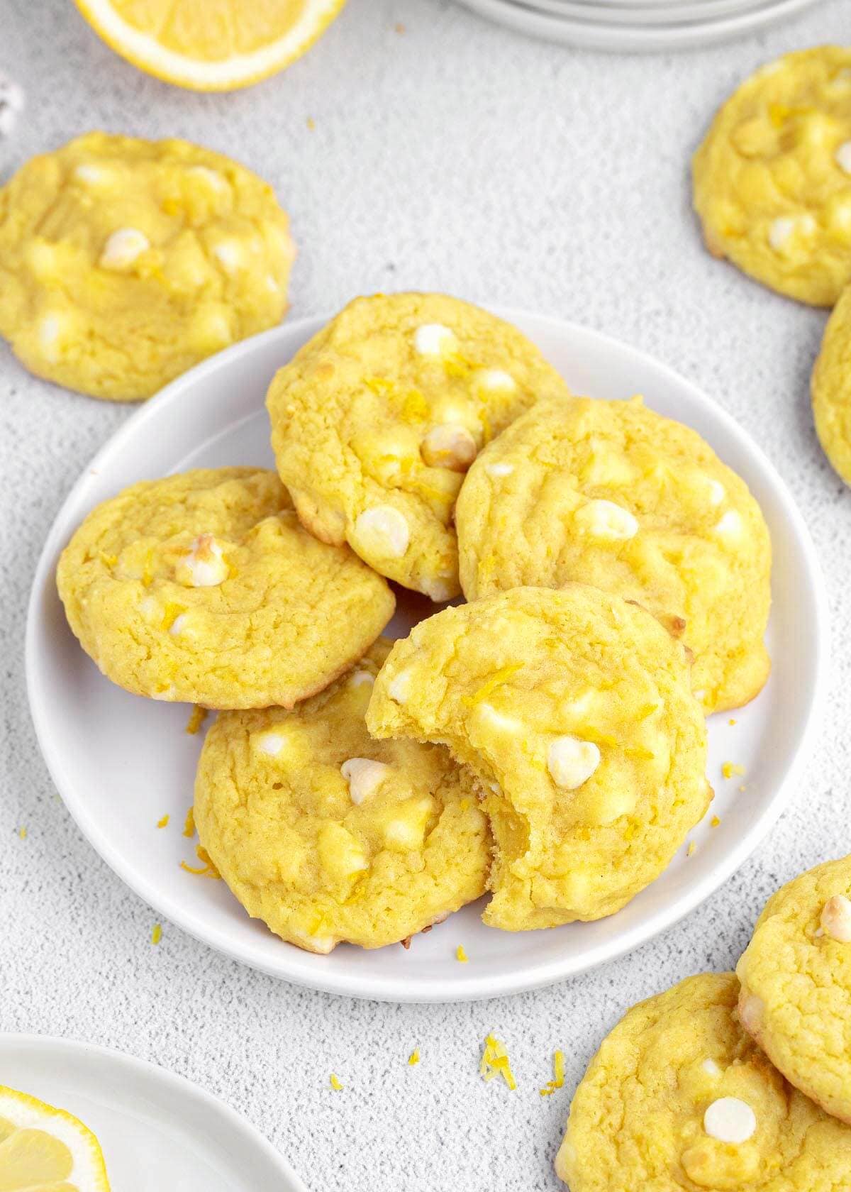 Lemon Pudding Cookies on a plate