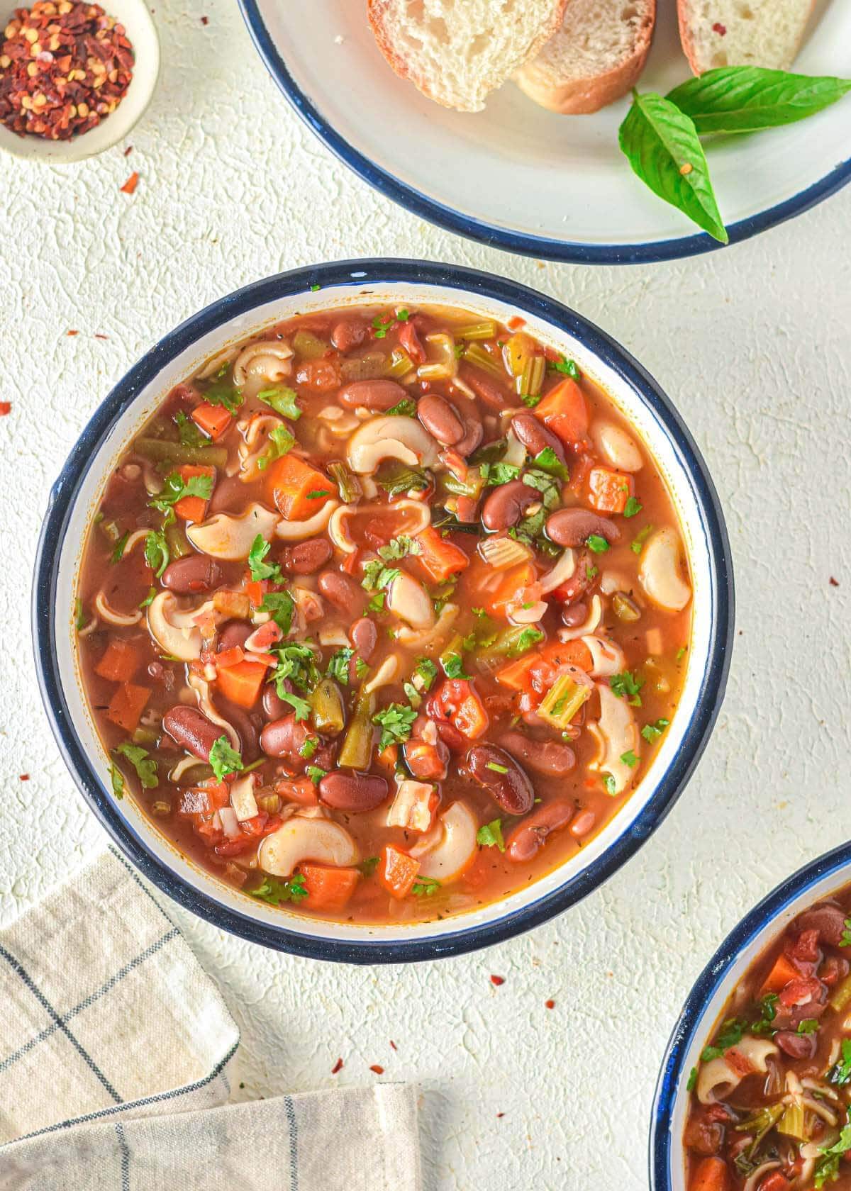 Easy Minestrone Soup in a bowl