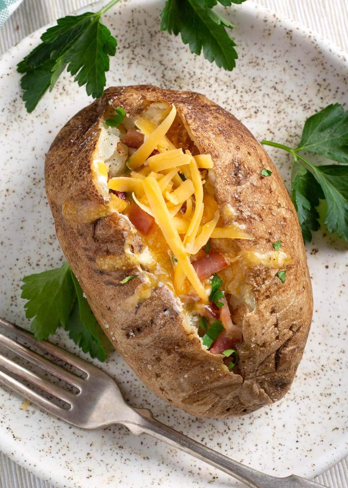 baked potato on a plate.