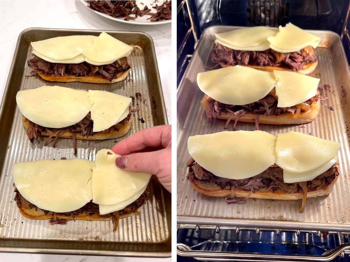 Slow Cooker French Dip Sandwiches process collage.