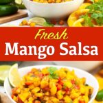 Fresh Mango Salsa in white bowl.