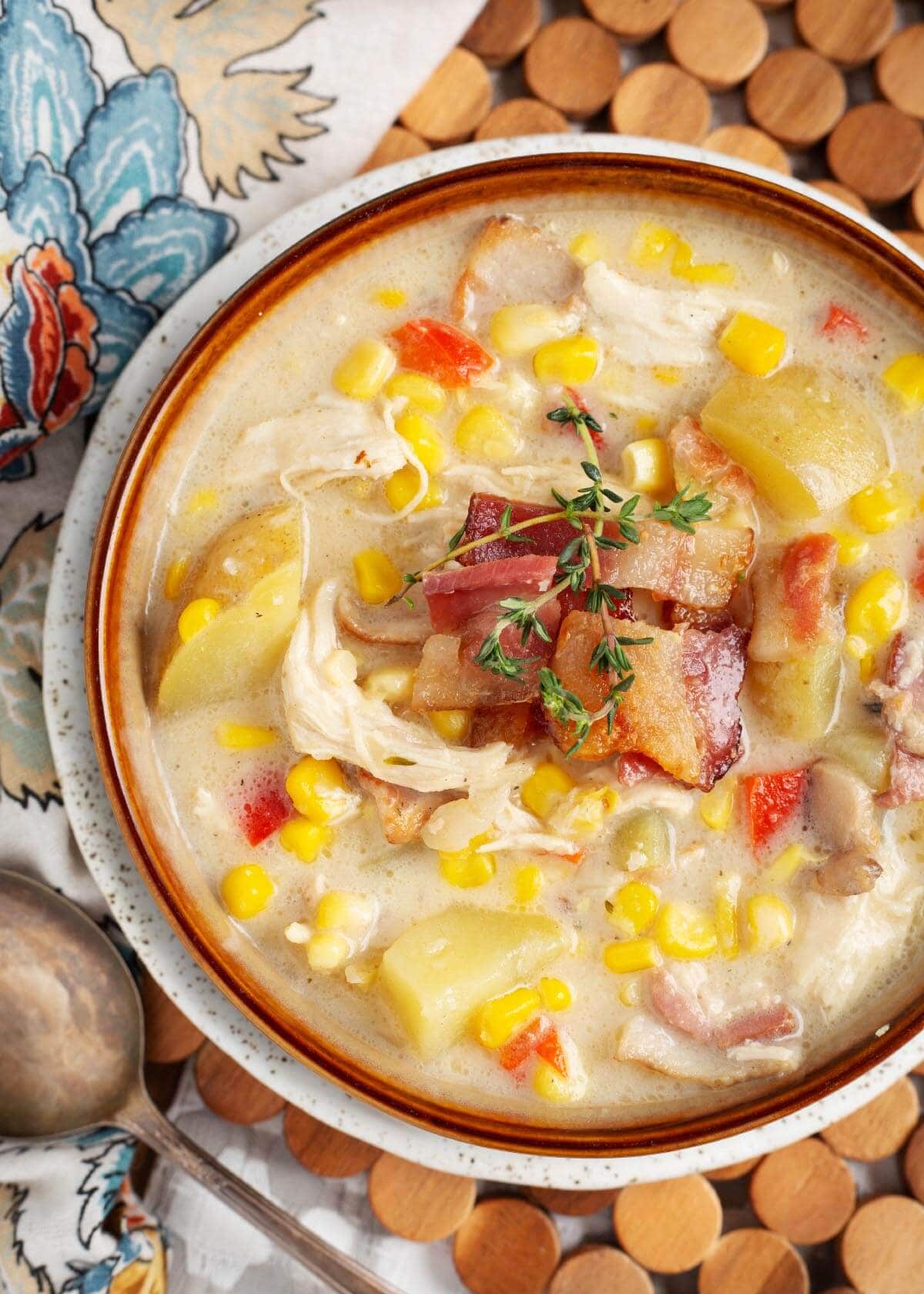Slow Cooker Chicken Corn Chowder in a bowl.