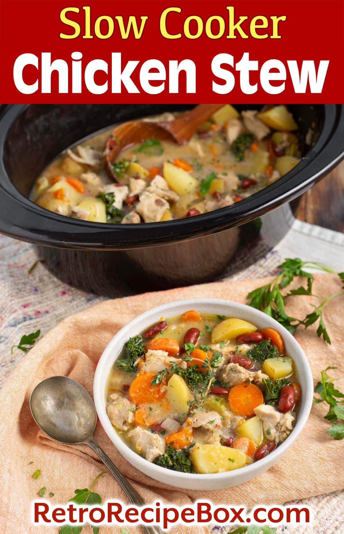 Slow Cooker Chicken Stew Retro Recipe Box