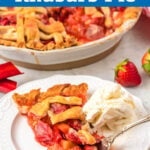 Easy Strawberry Rhubarb Pie on a plate.