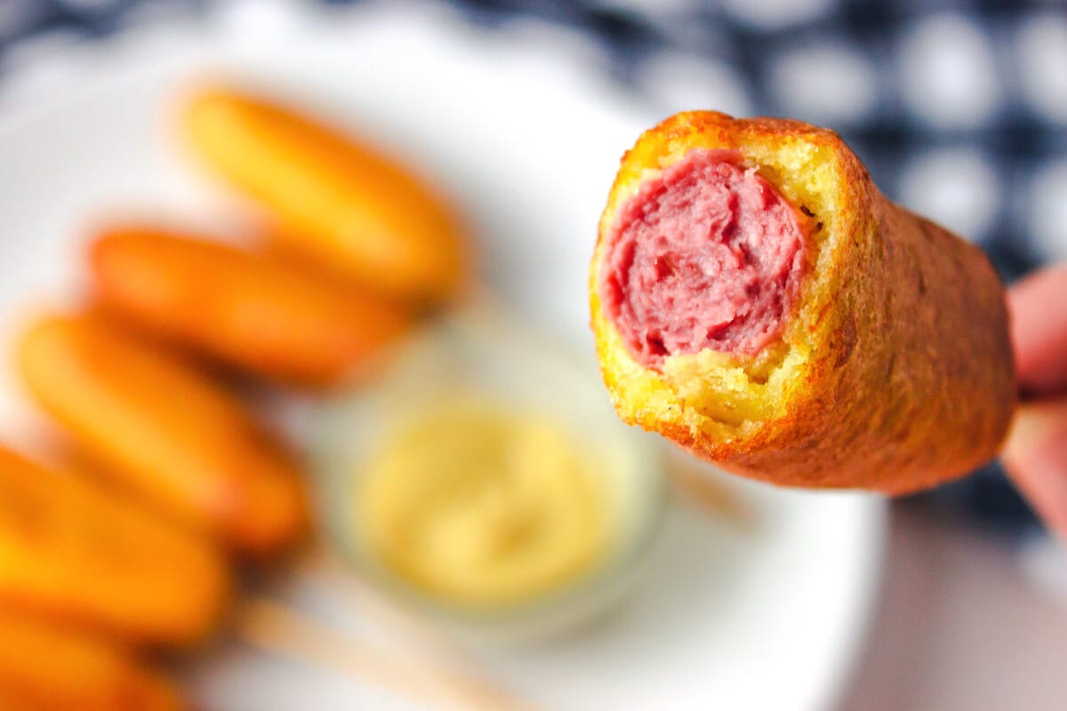 Corn Dog with bite out of it.
