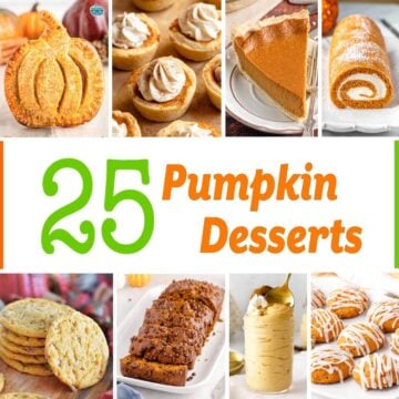pumpkin desserts collage 8 photos.