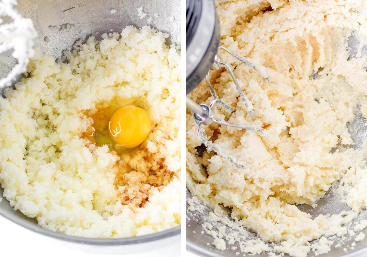 egg added to creamed sugar, mixed well.