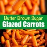 Buttery Brown Sugar Glazed Carrots in a black skillet