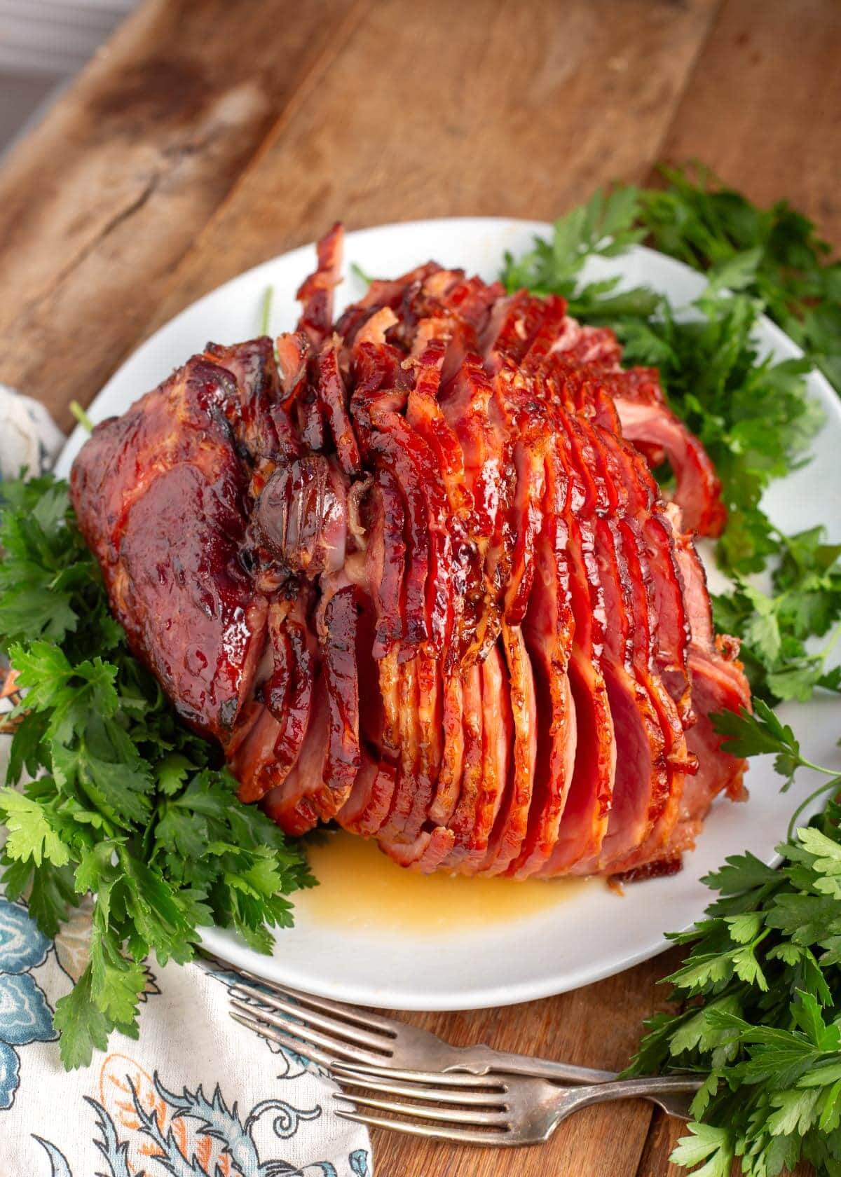 Glazed Ham on a white plate