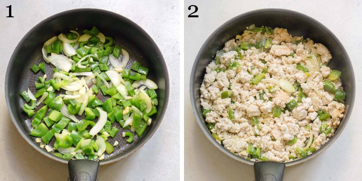 sautéing veggies, Cooking ground chicken