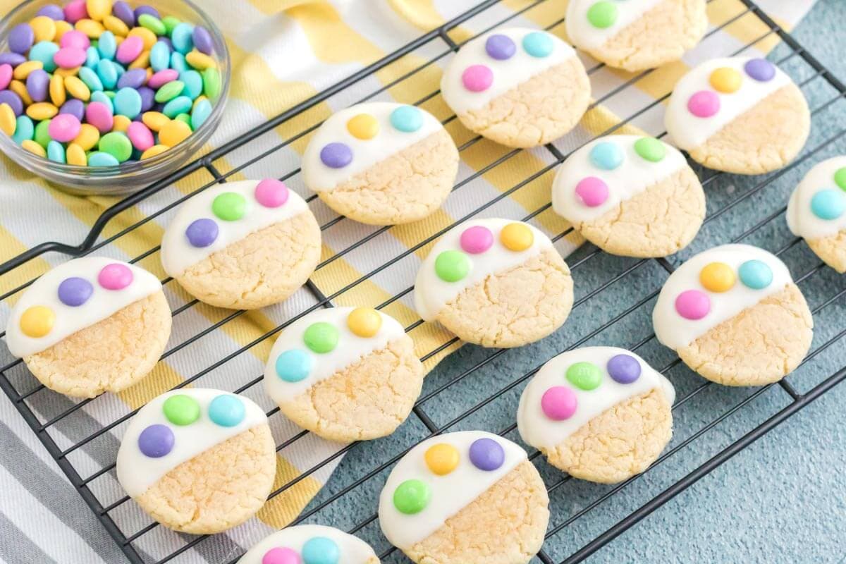 decorated cookies on a wire rack