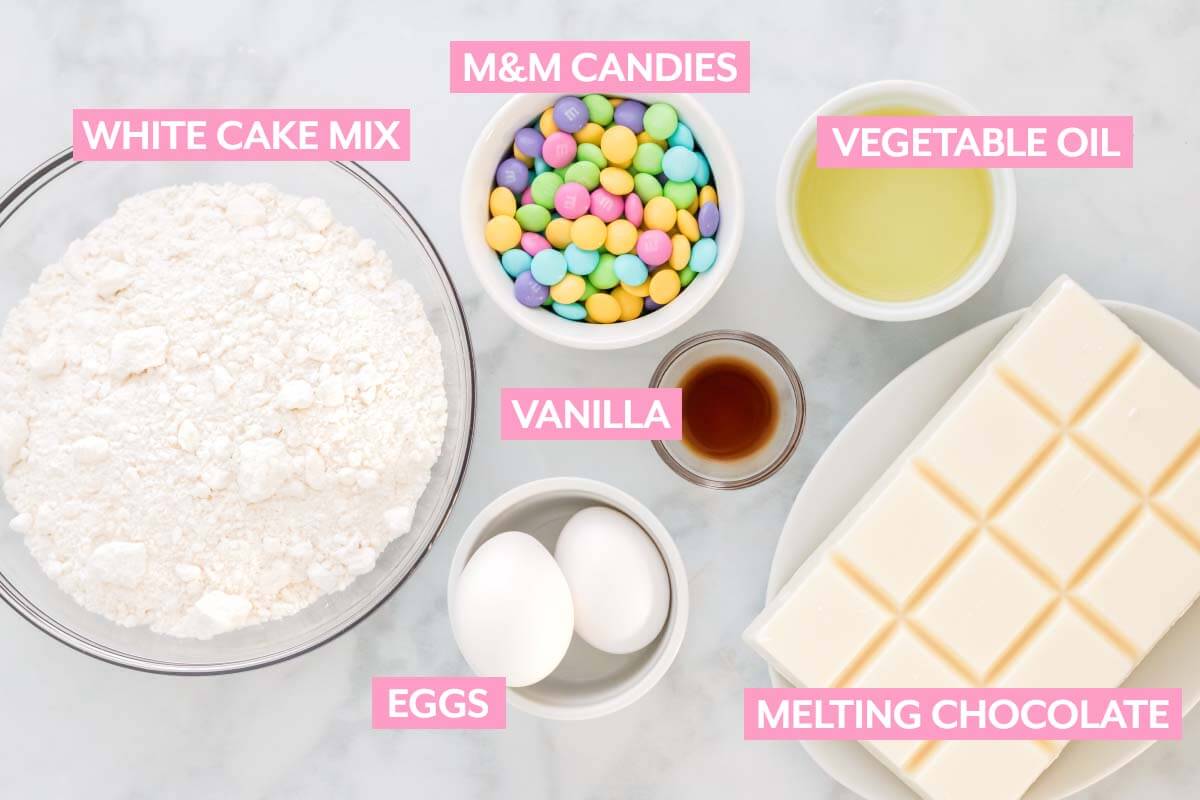 Easter Cake Mix Cookies ingredients shot