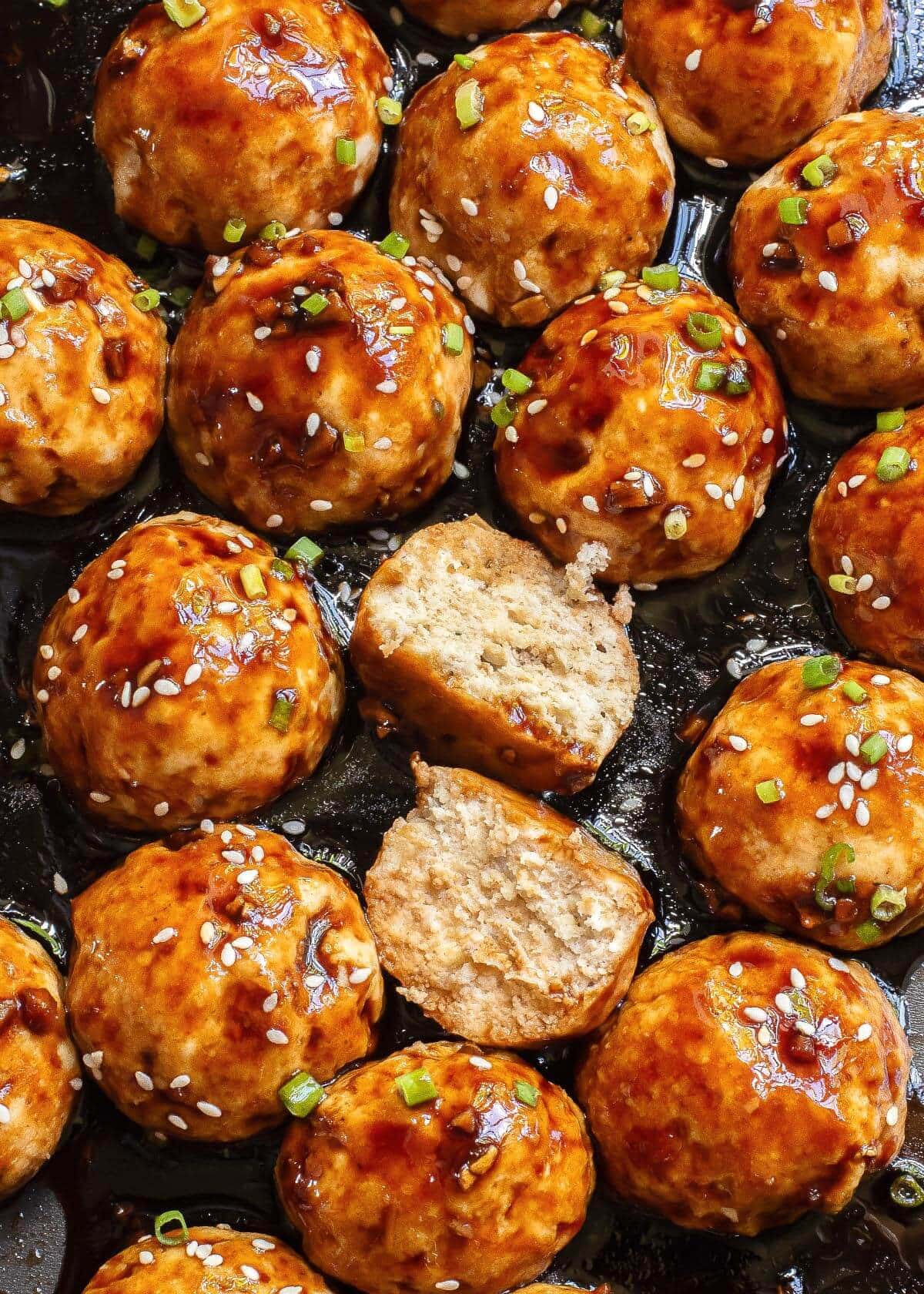 Teriyaki Chicken Meatballs closeup