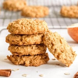 5 Apple Cinnamon Oatmeal Cookies stacked