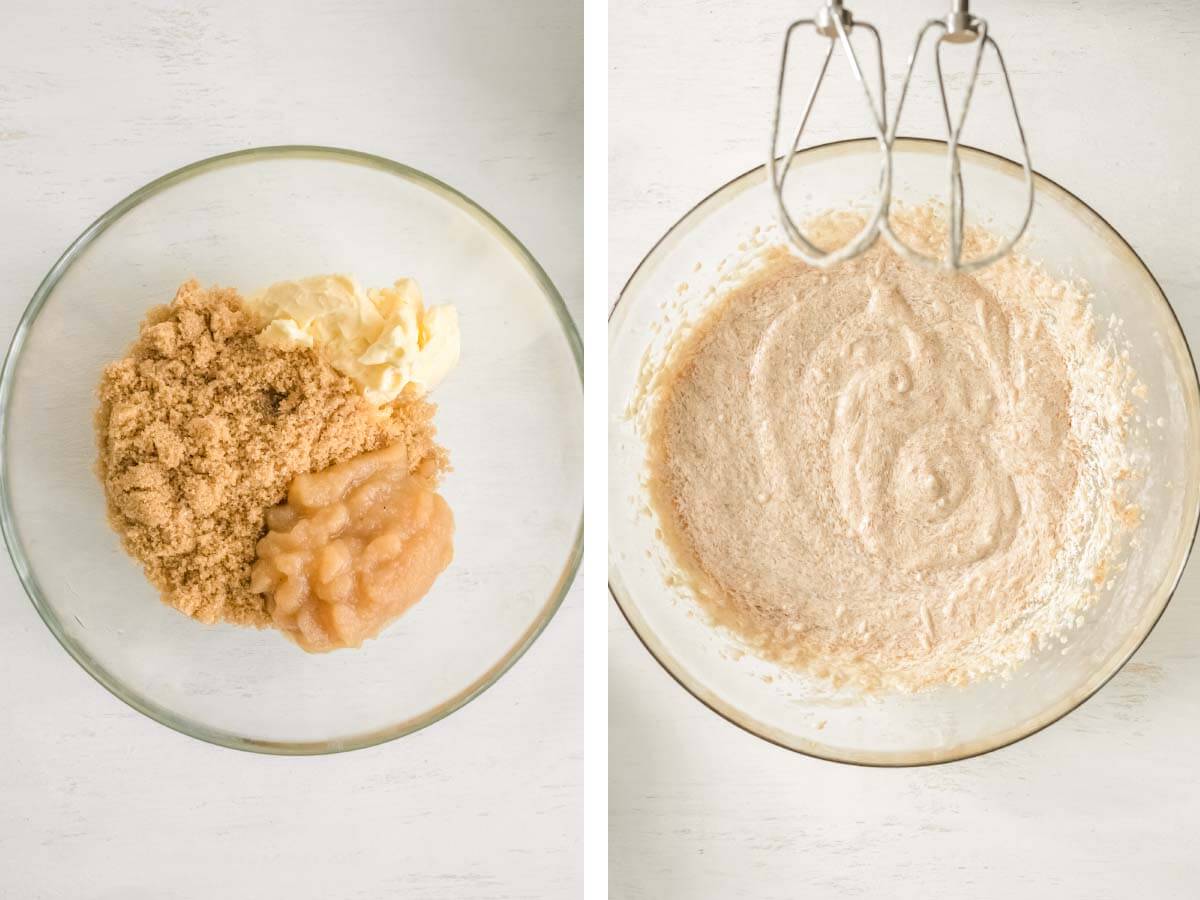 bowl with wet ingredients in it, bowl with them mixed.