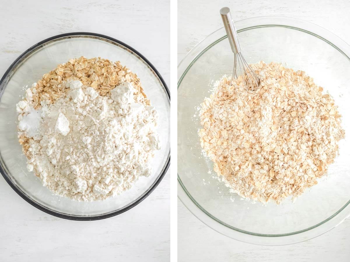 bowl with dry ingredients in it, bowl with them mixed.